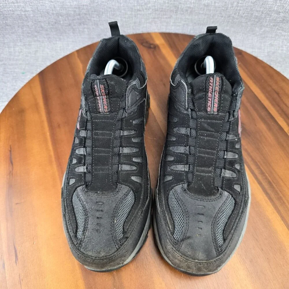 Skechers Mens Size 10 Athletic Sneakers Shoes Black Mesh & Leather Upper‎
